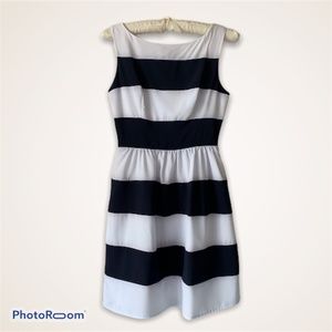 B Darlin Navy and White Stripe Dress Size 3/4